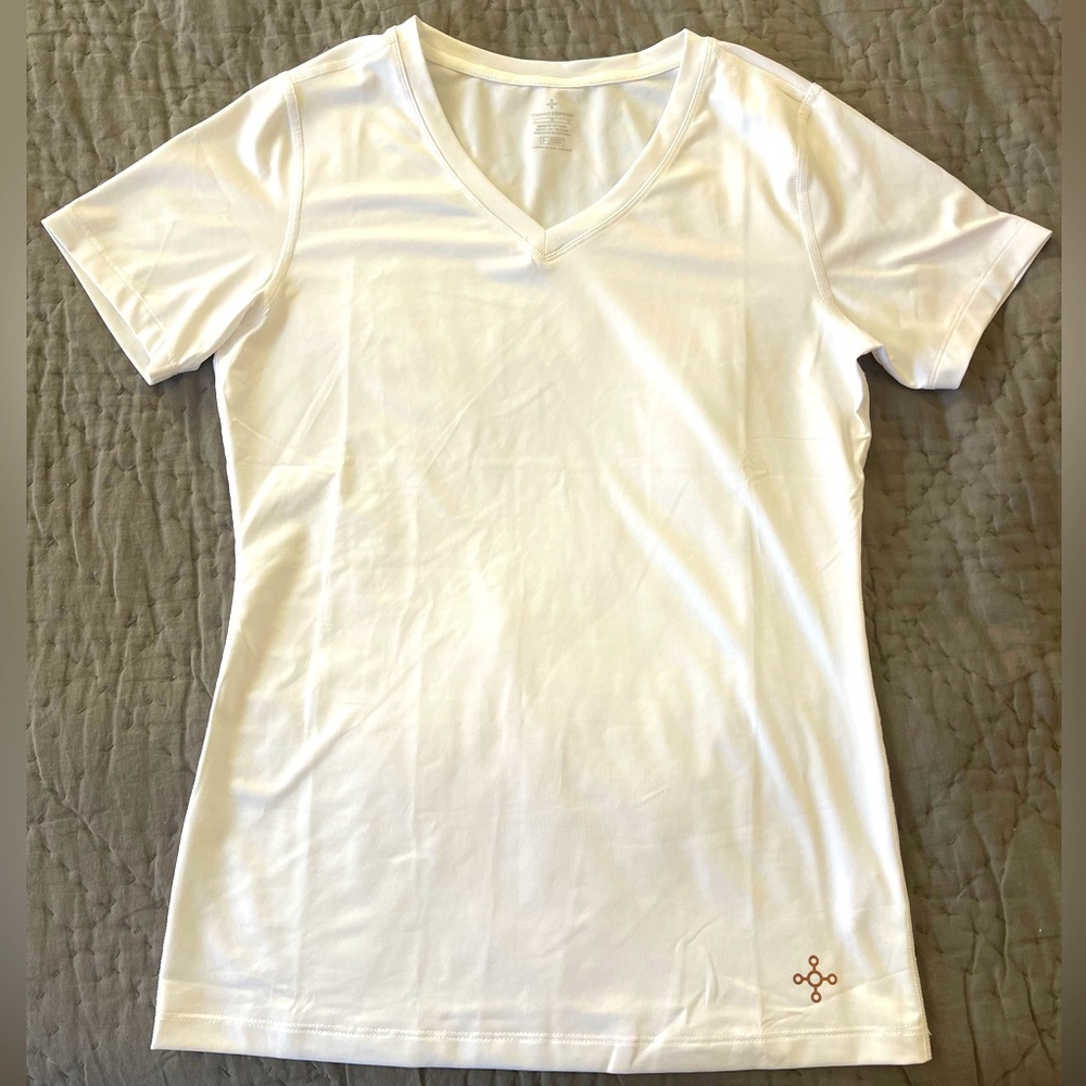 Tommie Copper Womens Zinc Copper Infused Odor Control Large White Short Sleeve